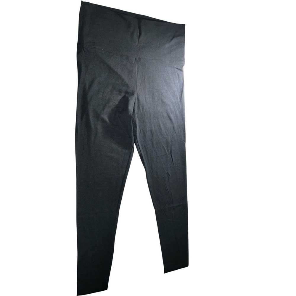 Black High Waisted Fold Over Waist Leggings Womens Small Solid Basic Stretch